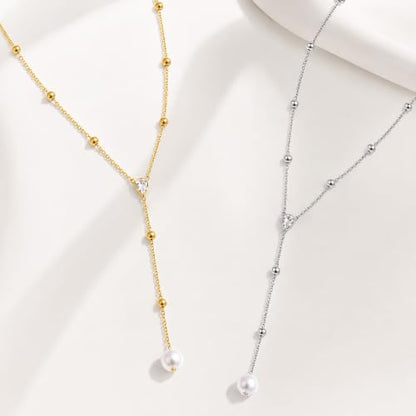 Mchic Gold Necklace for Women Dainty Long Lariat Necklace 18K Gold/Silver Plated Y-Shaped Pendant Necklaces Minimalist Layered Drop Necklaces Trendy Jewelry Gift - color: Gold4