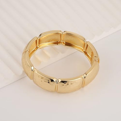 HZMAN Chunky Gold Cuff Bracelets for Women Thick Wide Bangle Bracelet Hammered Open Hinge Wrist Cuff Bracelet Jewelry Gift - color: 13.Small Rectangular Gold