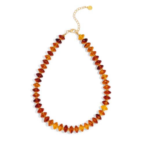 Acrylic Beaded Necklace for Women,Beach Strand Jewelry Gifts | Statement Necklace,Cute Trendy Handmade Jewelry for Women,Chunky Beaded Necklace,Resin Beads Choker - color: Amber Red