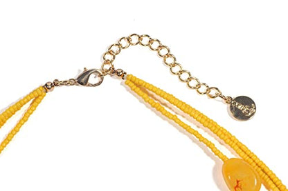 Coiris 3 Multi Layer Shell Glass Beaded Fashion Necklace for Women 21" - color: N0001-Blood Orange