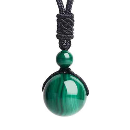 Anjiucc Natural Gemstone Healing Crystals Necklace, Adjustable Chakra Beads Pendant for Women Men, Protection, Energy Balance - color: Malachite