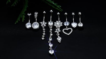 Oufksiyy Belly Button Ring Surgical Steel Dangle Stainless Steel Belly Rings 14G Belly Button Piercing Cute Navel Ring Belly Piercing Jewelry 14 Gauge Belly Piercing Jewelry