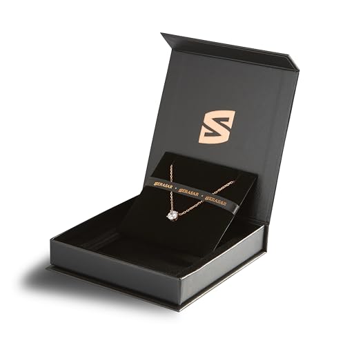 SERASAR Solitaire Necklace Women Rose Gold Stainless Steel Chain Birthday - color: Rosegold, style: Zirconia