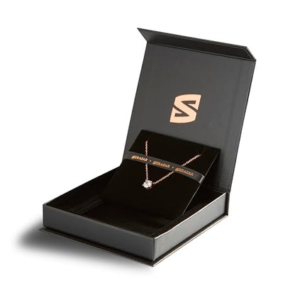 SERASAR Solitaire Necklace Women Rose Gold Stainless Steel Chain Birthday - color: Rosegold, style: Zirconia