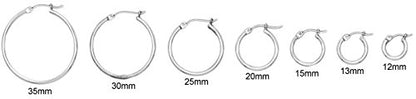 Nine West Women's Hoop Earrings, Classic Fashion Jewelry Accessories for Everyday Wear, Lightweight Statement Earrings for Casual, Office, and Evening Looks - color: Medium Thin - Silver