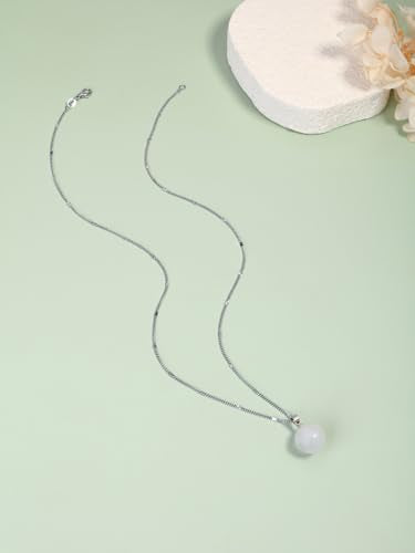 Jovivi Amethyst Obsidian Healing Crystals Ball Necklace for Women Men | 14mm Natural Stone Round Ball Bead Necklace Handmade Gemstone Pendant Protection Crystals Birthstone Jewelry - color: Clear Quartz
