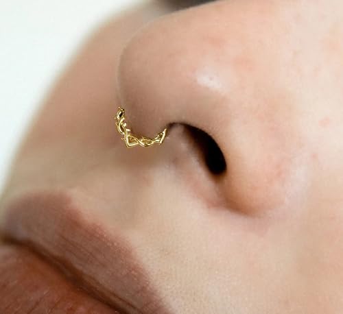 16G Septum Ring Hinged Septum Clicker Nose Ring Septum Piercing Jewelry - color: Twisted-gold, size: 8mm