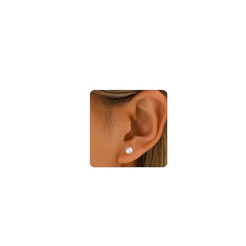 Pearl Stud Earrings for Women Gold/Silver Plated 3mm 4mm 5mm 6mm 8mm Pearl Earrings Dainty Hypoallergenic Earrings - color: Gold, size: 6 Millimeters