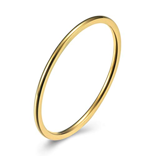 Women's Stainless Steel 1MM Thin Plain Midi Stacking Ring Band Comfort Fit, Size 3 to 10 - color: 1mm Dome - G