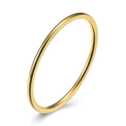 Women's Stainless Steel 1MM Thin Plain Midi Stacking Ring Band Comfort Fit, Size 3 to 10 - color: 1mm Dome - G