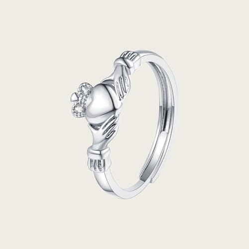 Granddaughter Daughter Hug Ring For Hope Rings, Stainless Steel Inspirational Jewelry Engraved Always With You Love You Forever Message Adjustable Non Tarnish Jewelry Birthday Gift Card - color: Silver Crown