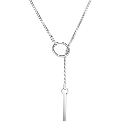 Slip Chain Necklaces for Women Stainless Steel Bar Pendant Choker Necklace Boho Handmade Long Lariat Necklace Silver Statement Punk Rock Collar Jewelry - style: Choker