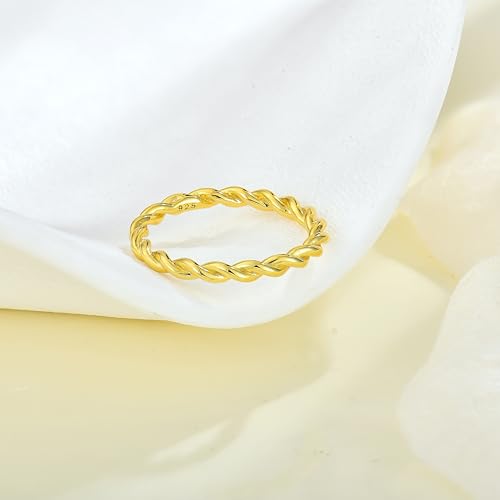 Twisted Rings 925 Sterling Silver Stackable Ring Jewelry Gifts for Women - color: 18K White Gold Plated, size: 8