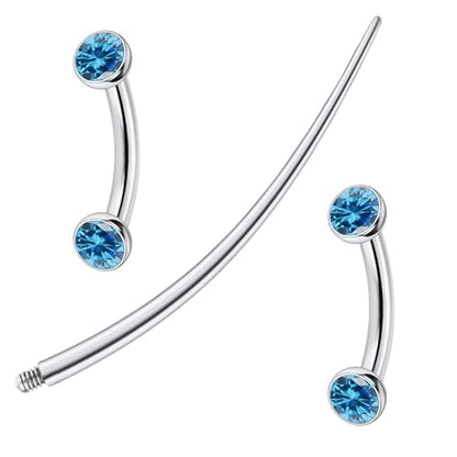 F136 Titanium 16g 6/8/10mm Eyebrow/Rook/Snug/Vertical-Labret/VCH/Snake-Eyes/Anti-Tragus/Christina/Daith/Belly-Button/Bridge/Hood/Surface Curved Barbell Piercing Jewelry for Women Men - color: Ocean Blue, size: 6 mm (1/4 in)