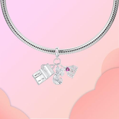 LUXILLA Charms for Bracelets & Necklace 925 Sterling Silver Charms Elephant Happy Birthday Charm Fit for Valentine's Day Mother's Day Jewelry Gift for Women - color: Church wedding Charm