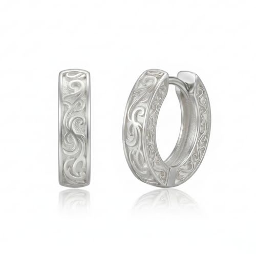 14K Gold Earrings for Women Gold Filigree/Celtic Huggie Earrings Jewelry Easter Mothers Day Gifts for Mom Girlfriend - style: White-A