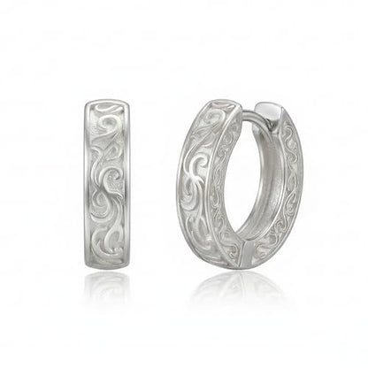 14K Gold Earrings for Women Gold Filigree/Celtic Huggie Earrings Jewelry Easter Mothers Day Gifts for Mom Girlfriend - style: White-A