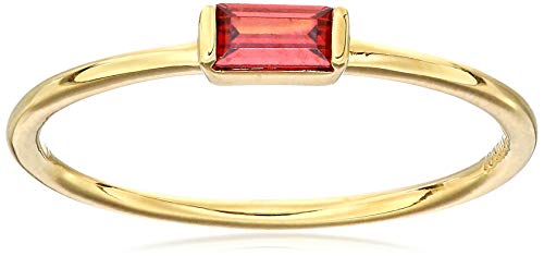 Amazon Essentials 18K Yellow Gold Plated Sterling Silver Cubic Zirconia Fashion Stackable Ring - color: Garnet Red,January, size: 8