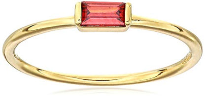 Amazon Essentials 18K Yellow Gold Plated Sterling Silver Cubic Zirconia Fashion Stackable Ring - color: Garnet Red,January, size: 9