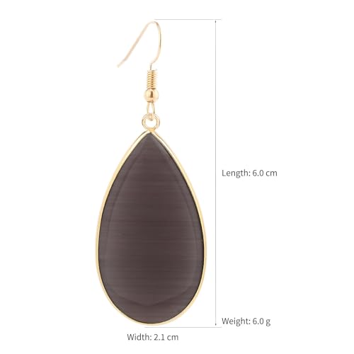BaubleStar Natural Crystal Healing Stone Earrings Statement Teardrop Dangle Earrings for Women - color: Black