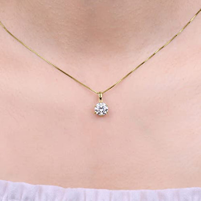 JewelryPalace Round 1ct 2ct 3ct Cubic Zirconia Solitaire Pendant Necklace for Women, 925 Sterling Silver 14k White Gold Plated Necklaces for Her, Classic Simulated Diamond Jewelry Set, 18 Inches chain - color: E-2ct-CZ-Yellow Gold Plated