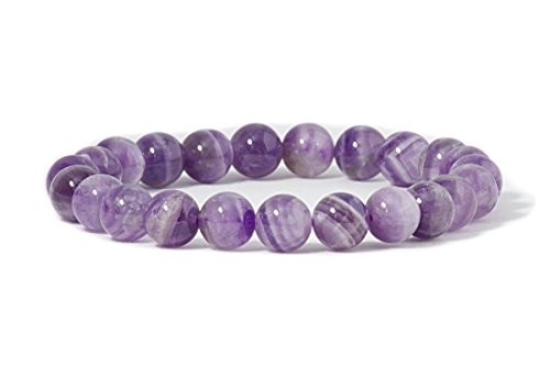 Cherry Tree Collection Tigers Eye Bracelets Plus Over 40 Other Stones – Gemstone Beads for Men & Women, Promotes Protection, Courage, Focus, Balance & Luck – Available in S, M, L with 8mm Round Beads - color: Dogtooth Amethyst, size: Small
