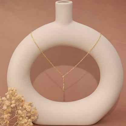 Long Necklaces for Women, Dainty Gold Drop Necklace 14k Gold Plated Y Shaped Lariat Necklace Simple Gold Necklaces for Women Trendy Chunky Long Necklace Formal Wedding Prom Necklace Jewelry - color: necklace-5-Gold