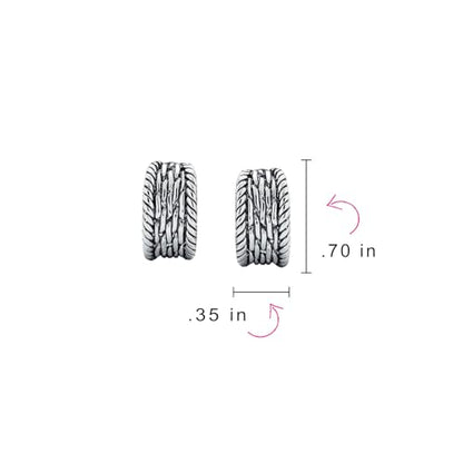 Bling Jewelry Casual Wide Criss Cross Clip On Earrings For Women Lightweight Non Pierced Ears Rhodium Plated Rose Yellow Gold Plated - color: Silver Black