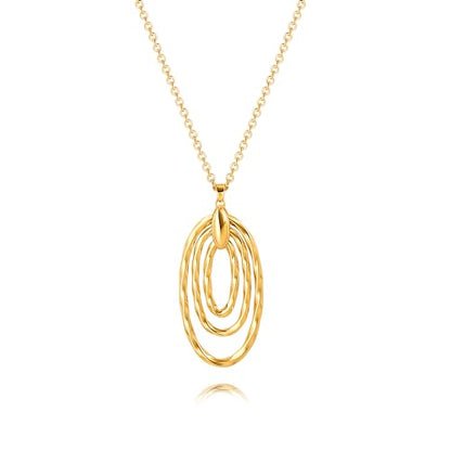 PEARLADA 18k Gold Plated Chain Long Necklace, Boho Sweater Necklace for Women, Geometric Pendant Y Necklace - color: Circles