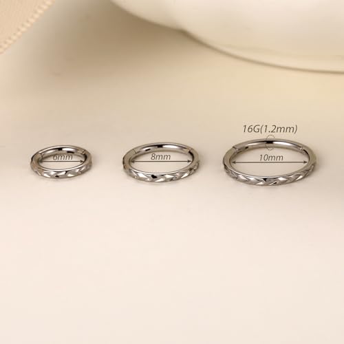 FUNLMO 16G 18G Nose Ring Hoop Septum Ring Helix Tragus Conch Rook Daith Lip Piercing Jewelry Cartilage Earring 316L Surgical Steel - color: Silver