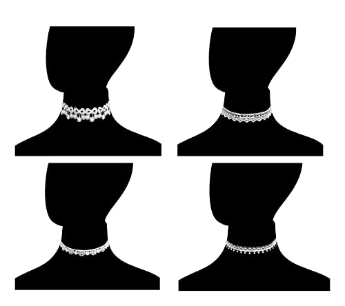 LINKY 10pcs White Lace Choker Necklace Women Jewelry Set - color: White