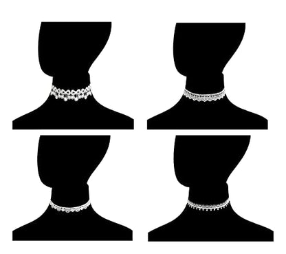 LINKY 10pcs White Lace Choker Necklace Women Jewelry Set - color: White