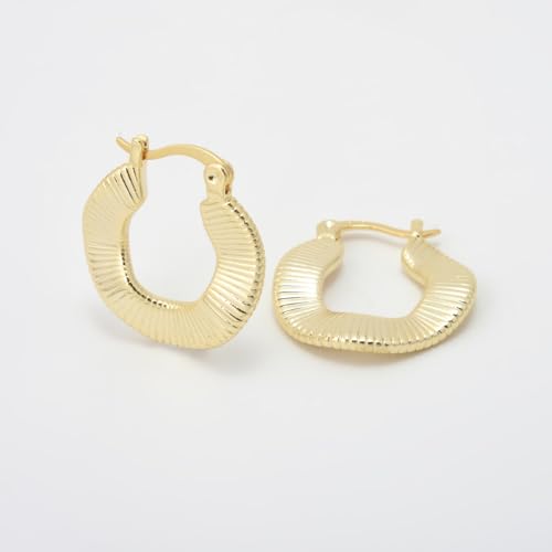 RENAIZ Dainty Lightweight Hoop & Stud Earrings for Women – 14K Gold Plated & Rhodium Plated, Minimalist Geometric Hypoallergenic Jewelry, Tiny Dainty Everyday Studs and Hoops - color: Yellow Gold, style: Irregular