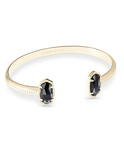 Kendra Scott Elton Cuff Bracelet for Women, Fashion Jewelry - color: GOLD - BLACK OPAQUE GLASS