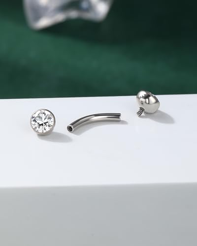 Cute Titanium Rook Earrings 16g Silver Surgical Steel Rook Piercing Jewelry 6mm 8mm Eyebrow Rings Eyebrow Barbell Threaded Dainty Rook Bar Nickel Free - size: 8mm