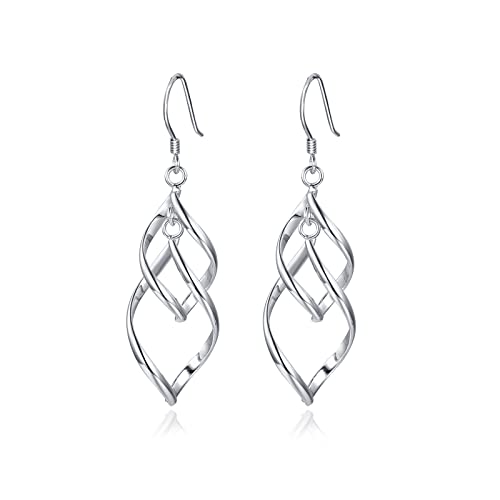 Sterling Silver Plated Earrings Dangle Earrings Linear Drop Statement Earrings for Women - color: SILVER-2