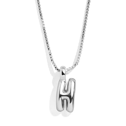 BaubleBar Gold-Plated Initial Necklace - Bubble or Signature Letter Pendant, 17-Inch Chain Necklace with Lobster Clasp, Fashion Jewelry, Perfect Personalized Gift for Women - color: H
