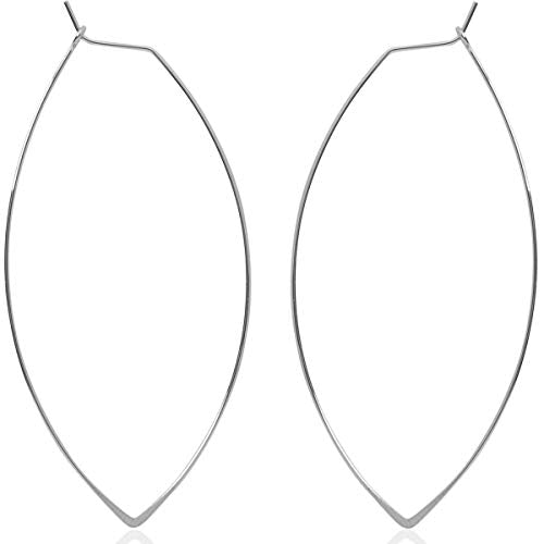 Marquise Large Hoop Earrings for Women | Plated in 18K Gold or 925 Sterling Silver, Hypoallergenic and Safe for Sensitive Ears - color: 3" inch - 925 Sterling Silver Plated