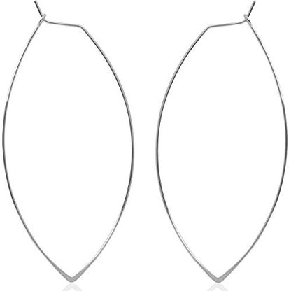 Marquise Large Hoop Earrings for Women | Plated in 18K Gold or 925 Sterling Silver, Hypoallergenic and Safe for Sensitive Ears - color: 3" inch - 925 Sterling Silver Plated