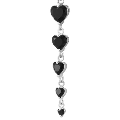 COOLSTEELANDBEYOND Steel Belly Chain Belly Button Ring Body Jewelry Piercing Navel Ring with Long Dangle Cubic Zirconia - color: F-Metal Color: Silver