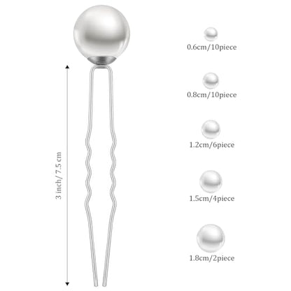 32 Pieces Wedding Pearl Hair Pins Bridal Pearl Rhinestone Hair Pins Hair Accessories U Shape Barrette for Bride Bridesmaid Women Girls (Silver) - color: Silver