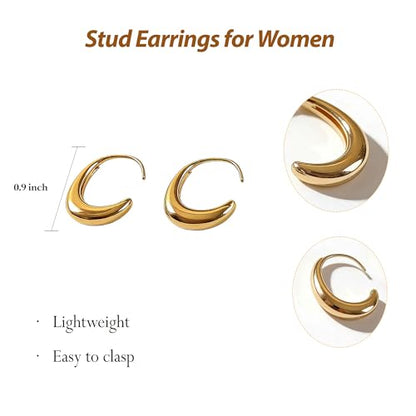 Earrings for Women, Saguine Chunky 14K Gold Plated Hoop Earrings Trendy | Chunky Earring, Big Large U-Shape Drop Twist Dangle Statement Stud Hoops Earrings, Jewelry for Women Gifts - style: Drop