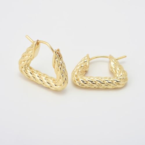 RENAIZ Dainty Lightweight Hoop & Stud Earrings for Women – 14K Gold Plated & Rhodium Plated, Minimalist Geometric Hypoallergenic Jewelry, Tiny Dainty Everyday Studs and Hoops - color: Yellow Gold, style: Triangle Design