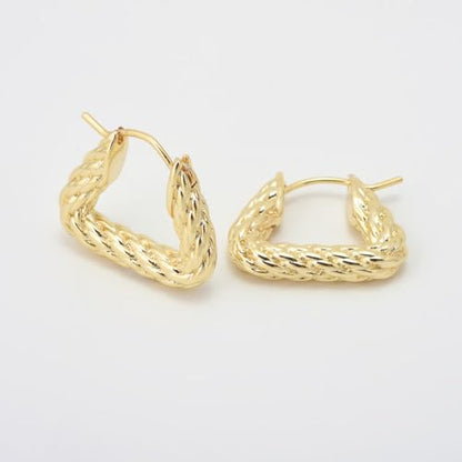 RENAIZ Dainty Lightweight Hoop & Stud Earrings for Women – 14K Gold Plated & Rhodium Plated, Minimalist Geometric Hypoallergenic Jewelry, Tiny Dainty Everyday Studs and Hoops - color: Yellow Gold, style: Triangle Design