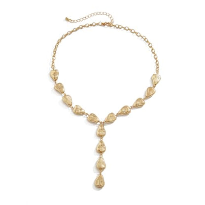 ZMANYIJEW Y-Shaped Collarbone Necklaces Irregular Baroque Metal Lava Necklace Simple Gold&Silver Plated Fashion Irregular Geometric Necklace for Women - color: gold