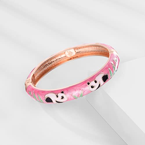 UJOY Cloisonne Chinese Panda Bracelets-Plated Gorgeous Handcrafted Gifts Enamel Bangles Set for Women 55C43 - color: C43-Panda (2 Pcs Set)-Pink