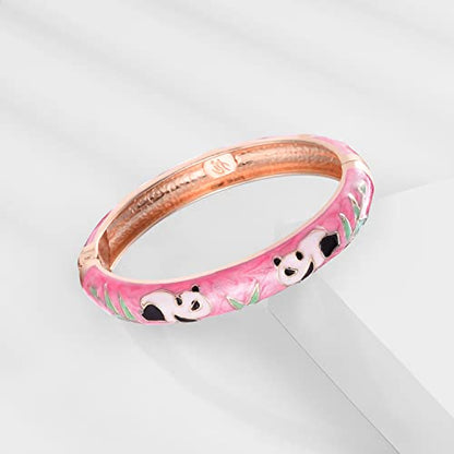 UJOY Cloisonne Chinese Panda Bracelets-Plated Gorgeous Handcrafted Gifts Enamel Bangles Set for Women 55C43 - color: C43-Panda (2 Pcs Set)-Pink