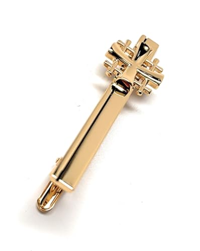 Gold Jerusalem Cross Tie Clip – Handmade Christian Tie Bar for Men, Religious Gift for Pastors, Missionaries, Weddings, Church Leaders, Groomsmen – Faith Jewelry for Him