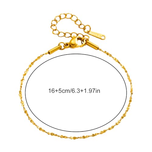 Minimalist Chain Bracelet, Sparkling Dainty Star Chain Jewelry | A chain bracelet made from durable stainless steel. Its reflective, textured design adds a touch of refined elegance. - color: Gold