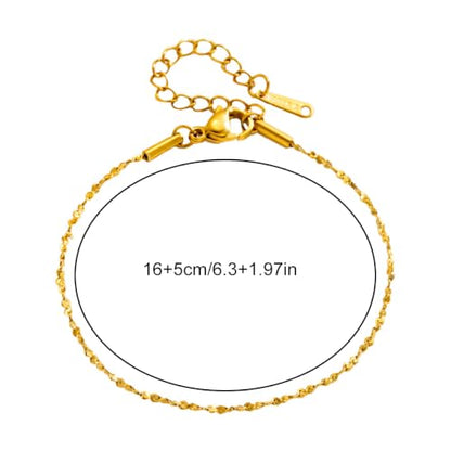 Minimalist Chain Bracelet, Sparkling Dainty Star Chain Jewelry | A chain bracelet made from durable stainless steel. Its reflective, textured design adds a touch of refined elegance. - color: Gold
